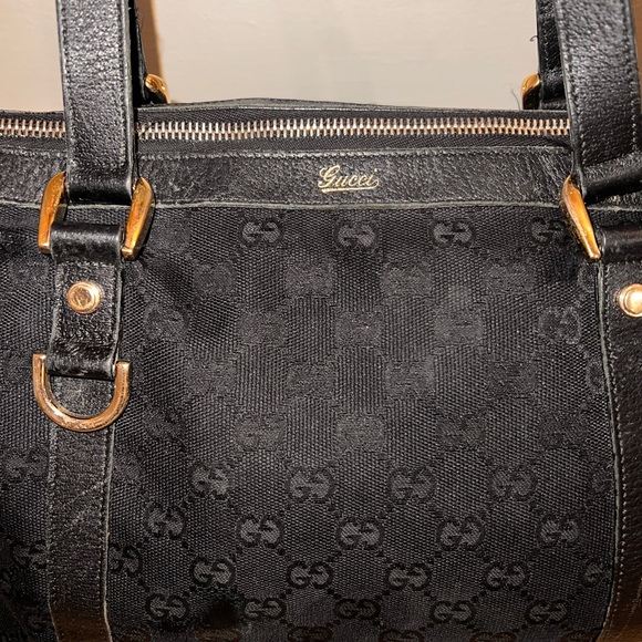 Vintage Gucci Black Jolicoeur Monogrammed Handbag Tote Bag - Picture 5 of 13